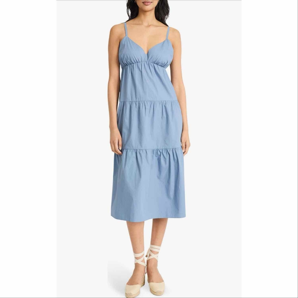 The Good Journey V-Neck Tiered Cotton Midi Dress